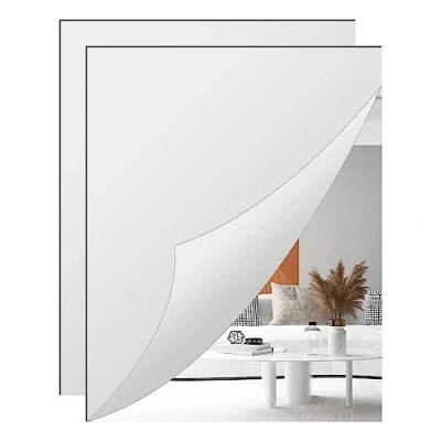 Image de TSKDKIT 2pcs Miroir Acrylique Adhésif Miroirs Autocollants Muraux sans Verre Décoratifs pour Salle de Bain, Chambre, Porte etc(40 x 30 2,5mm)