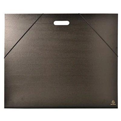 Image de Exacompta Réf. 548900E 1 carton à dessin kraft noir vernis avec élastiques et poignée dos toilé dimensions 59 x 72 cm format classer Raisin (500 650 mm) couleur