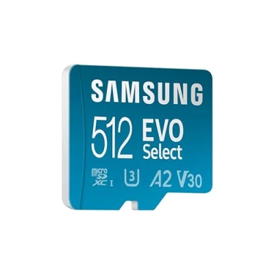 Image de Samsung Carte mémoire microSDXC, Evo Select MB ME512SA/EU, 512 Go, Vitesse de Lecture 160 Mo/s¹, fournie avec Adaptateur SD