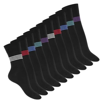 Image de Celodoro Lot de 10 paires chaussettes, écologiques, mignonnes, à motif, en coton régénérant, pour femme, pointure 39 42, couleur Stripe Mix