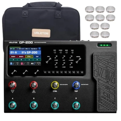 Image de VALETON Processeur Multi Effets pour Guitare et Basse avec Modélisation d&#039;Ampli IR Cabinets 240+ 140 Simulations Looper Interface Audio USB MIDI I/O Pédale d&#039;Expression GP 200 + Sac