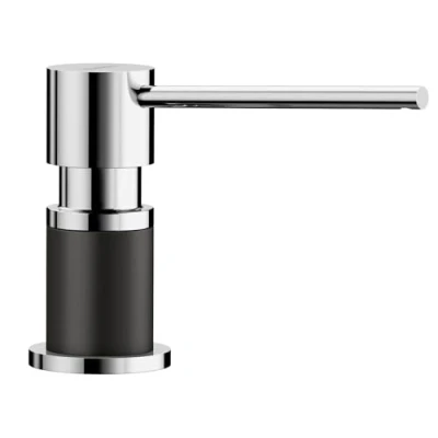 Image de BLANCO 526177 LATO Distributeur de Liquide Vaisselle, Noir Silgranitschwarz/Chrom, 314 mm
