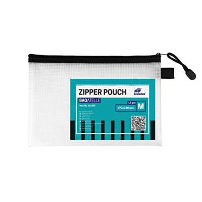 Image de LEVIATAN Set de 12 Pochettes Document A5 à Dossiers Zippées Transparentes, avec Fermeture Éclair pour Documents