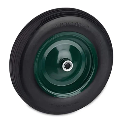 Image de relaxdays Roue de brouette 4.80 4.00 8 Rechange, Pneu Caoutchouc Plein, Jante Acier, Charge 120 kg, Noir/Vert