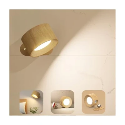 Image de Applique murale d&#039;intérieur,Intensité variable,Avec batterie avec port de charge USB,Applique LED,Contrôle tactile,3 niveaux luminosité,Pour le salon, la chambre à coucher (1 paquet)