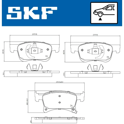 Image de SKF VKBP 80301 A Jeu de plaquettes frein avec indicateur d&#039;usure accessoires OPEL: Corsa E 3/5 portes, Adam