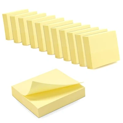 Image de WAYTEX 1200 Notes autocollantes repositionnables jaune pastel 12 blocs de 100 feuilles 5 x 4 cm sens horizontal