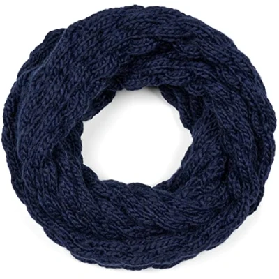 Image de styleBREAKER Écharpe femme tricotée Loop Unicolore avec motif de bulles, chaude écharpe tubulaire d&#039;hiver, Raspberry Pattern 01018167, couleur:Bleu foncé