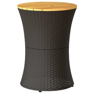 Image de vidaXL Table d&#039;appoint de Jardin Forme Tambour Noir rotin Bois Massif