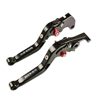 Image de Levier d&#039;embrayage et de Frein Pliable Extensible usiné CNC pour GSX S 750 GSXS 2011 2019 Noir