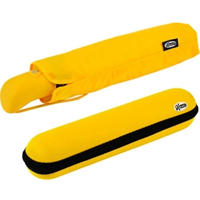 Image de iX brella First Class Parapluie avec étui Grand stable résistant aux tempêtes, jaune, 97 cm, de poche automatique