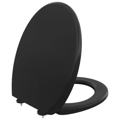 Image de Abattant WC Noir à Fermeture Douce Forme O Toilette Silencieux Démontage Rapide