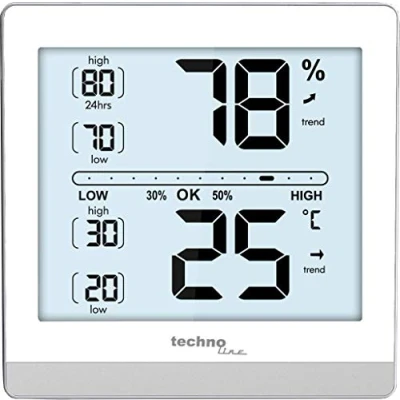 Image de Technoline WS 9470 Station de climatisation intérieure, thermomètre numérique, hygromètre, boîtier Moderne, température et humidité calibrées pour Une précision améliorée