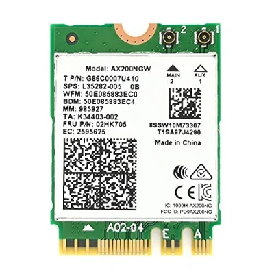 Image de Intel AX200 WiFi 6 Dual Band Adapter M.2 Interface 802.11ax for PCs Up to 2.4 Gbps Bluetooth 5.2 Enabled Compatible with Intel, AMD, Windows 10/11, Linux AX200NGW No vPro (AX200)