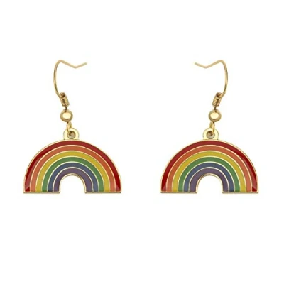 Image de Rainbow Pride Boucles d&#039;oreilles pendantes en forme d&#039;arc ciel, Fer