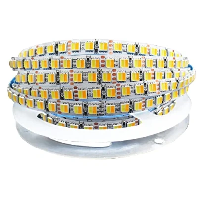 Image de Tesfish Ruban LED 12V, 2 en 1 Bande CCT Blanc Froid + Chaud, Température de Couleur Réglable (2800K à 6500K) SMD 5025 5M IP20 Total 600 LEDs Lumineuse