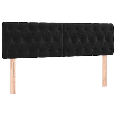 Image de vidaXL Tête de Lit à LED Meuble Chambre Coucher Accessoire Double Cadre Intérieur Noir 160x7x78/88 cm Velours