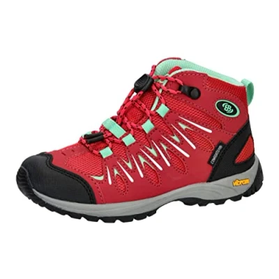 Image de Brütting Expedition Kids High Chaussure de Course Tout Terrain, Rose, Vert Menthe, Blanc, 35 EU