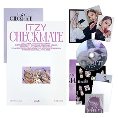 Image de ITZY [CHECKMATE] (STANDARD EDITION YEJI Ver.) Photobook + Photocard CD R Mini Folding Poster Lyric Paper Sticker Postcard Set Special Card 2 Badges 4 Extra Photocards