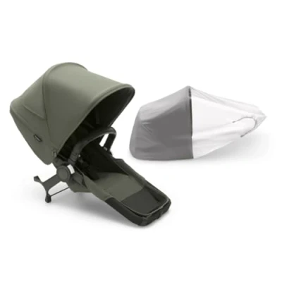 Image de Bugaboo Donkey 5 Duo, Kit d&#039;extension complet, Côte à Côte, Design amélioré, siège réversible, direction une main et rangement extensible, Vert forêt