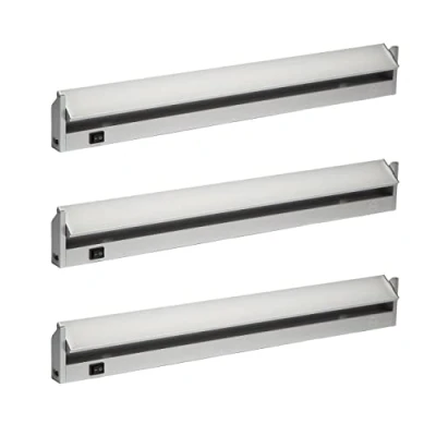 Image de 3x Oktaplex orientable Reglette led cuisine 60 cm 10W 4000K blanc neture 800 Lumen eclairage sous meuble argente