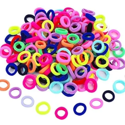Image de 100 Pièces Liens de Cheveux Élastiques Mini Chouchous Bandes Caoutchouc Minuscules Coloré Filles Porte Queue Cheval pour Bébé Enfants