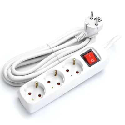 Image de Multiprise Allemande à 3 Voies avec Interrupteur, m, 3G, 1,5 mm², Blanche