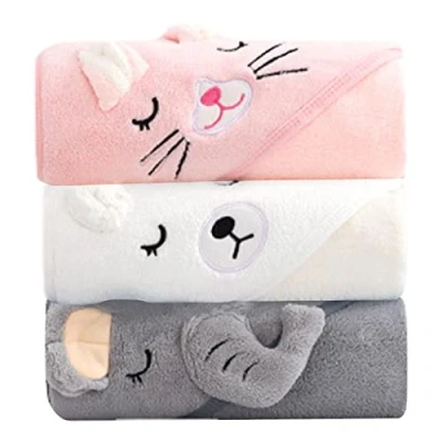 Image de Gusengo Cape De Bain Bébé À Capuche Serviette pour Bébé, Extra Doux Absorbant, Cadeau Naissance, Sortie Bebe, Personnalisée Blanc