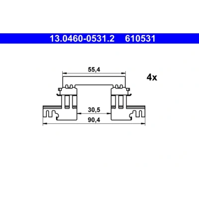Image de ATE 13.0460 0531.2 Kit d&#039;accessoires, plaquette de frein à disque MAZDA: 3 3/5 portes, CX 3, Berline