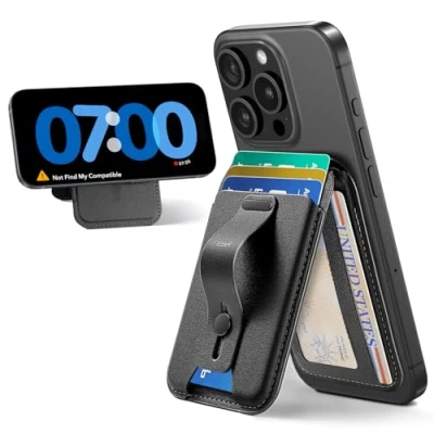 Image de ESR Porte Carte MagSafe, 5 Cartes, Support Réglable, Boucle à Prise Sécurisée, Cartes Magnétique pour iPhone 15/14/13/12, Pas 13/12 Mini, Non Compatible avec Localiser, Noir