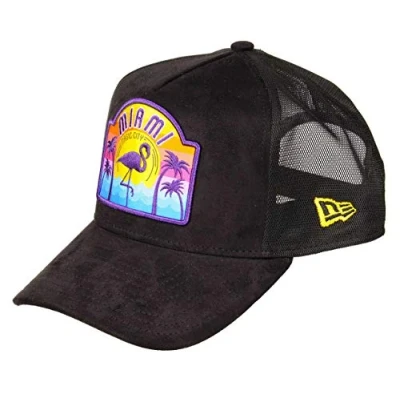 Image de New Era Miami Patch Suede A Frame Adjustable Trucker Cap One Size
