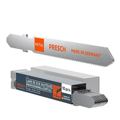 Image de Presch Lames de scie sauteuse Métal 10 pièces pour aciers inoxydables (1 3 mm) haute longévité à emmanchement en T toutes les scies sauteuses Lame métaux