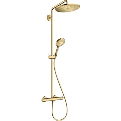Image de hansgrohe Croma Select S Colonne de douche 280 1 jet EcoSmart 9l/min avec mitigeur thermostatique, aspect doré poli, 26891990