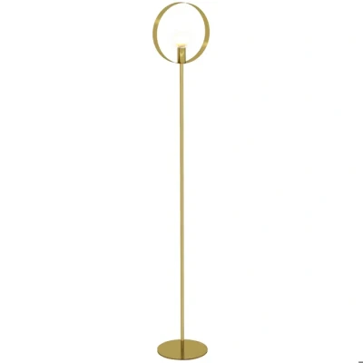 Image de HOMCOM lampadaire sur pied salon de sol LED jusqu&#039;à 40W design style art déco anneau en métal doré 28 x 25 160 cm