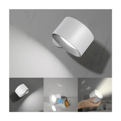 Image de Feallive applique murale LED avec port de charge USB, 1 lampe lecture, contrôle tactile à intensité variable, 3 niveaux luminosité, rotation libre 360, chevet pour chambre