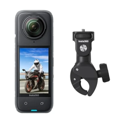 Image de Insta360 X4 Pack Moto pour Guidon Caméra d&#039;action 360 8K étanche, vidéo Grand Angle 4K, Effet de Perche à Selfie Invisible, protège objectifs Amovibles, 135 Min d&#039;autonomie, édition IA
