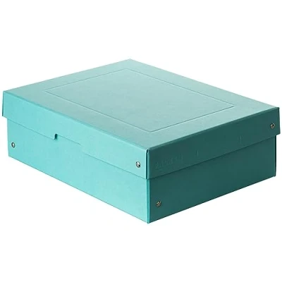 Image de Falken Ref. 22001864000F PureBox Pastel 1 boîte de rangement avec couvercle emballage cadeau sans plastique format A4 hauteur 100 mm poignée découpée entourée d&#039;un ruban bleu