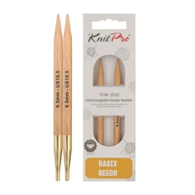 Image de KnitPro Basix Aiguilles à Tricoter circulaires interchangeables, Bouleau, Multicolore, 11.6 x 0.65 cm