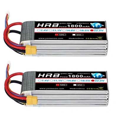 Image de HRB 2pcs Batterie LiPo 1800mAh 6S 22.2V 50C avec XT60 au connecteur Deans T pour SAB380 Align 470 ALZRC Devil 380 480 Hélicoptère Avion Voitures Camion Buggy Truggy Drones Multicopter