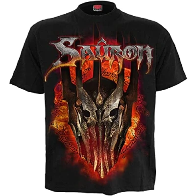 Image de WB Studio LOTR Sauron Metal Tee T Shirt imprimé sur Le Devant Noir, S