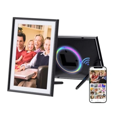 Image de HDeye Cadre photo numérique WiFi de 10,1 &quot;, écran tactile IPS 1280 x 800, mémoire 32 Go, rotation automatique, montage mural, installation facile des photos et vidéos immédiatement via