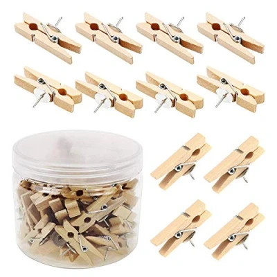 Image de KnR Harmony Punaises avec Clips 50 pièces des Pinces en Bois pour Photos Projets d&#039;artisanat Tableau d&#039;affichage ou Les Tableaux Liege