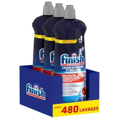 Image de Finish Liquide de Rinçage Brillance et Séchage Produit Lave Vaisselle Jusqu&#039;à 480 lavages 2400ml en Lot 3