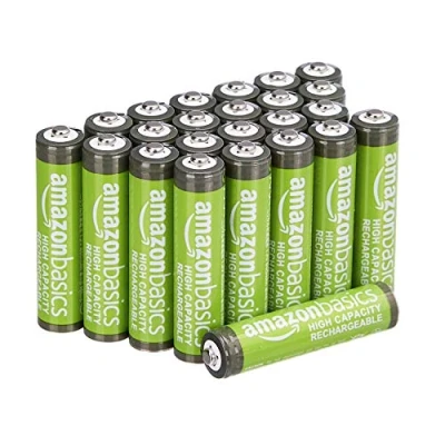 Image de Amazon Basics Piles Rechargeables AAA NiMh Haute capacité, 850 mAh, pré chargées, Lot de 24