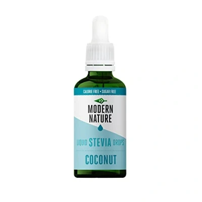 Image de Modern Nature Gouttes De Stevia Liquide Saveur Noix Coco Zero Calories et Sans Sucre Flavour Drops pour l&#039;Eau, The, Protein, Yogourt Keto Edulcorant Alternative Saine 50ml