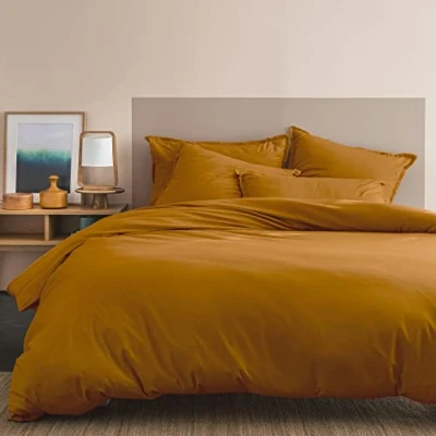 Image de MATT &amp; ROSE Housse de Couette 240x260 cm Unie Coton LAVÉ 100% Lavé Oeko TEX Caramel