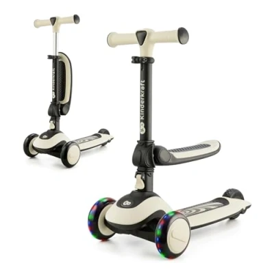 Image de Kinderkraft HALLEY, Trottinette, Draisienne, Patinette, Scooter, Multifonctionnel, Moderne, Trois Roues, Réglable, LED Frein, 2 ans jusqu&#039;à 50 kg, Blanc