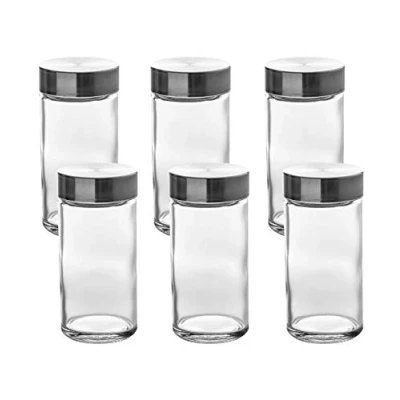 Image de 6 x Bocaux à Epices avec Saupoudreur, Pots en Verre Bouchon, Conservation Huiles, Epices, Herbes, Thé 80 ml, (9,5 4,5 cm)