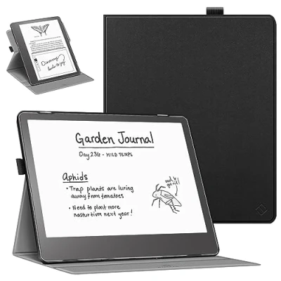 Image de FINTIE Étui pour Kindle Scribe 2024/2022 10.2 Pouces Housse Rotative 360 Coque Fermeture Magnétique Etui Fin, Noir