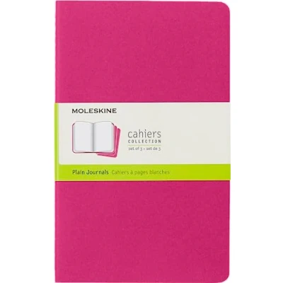 Image de Moleskine Cahier Journal Ensemble de 3 Carnets avec Pages à Blanches Couverture en Carton et Piqûres Coton Apparentes Couleur Rose Taille Grand Format 13 x 21 cm 80